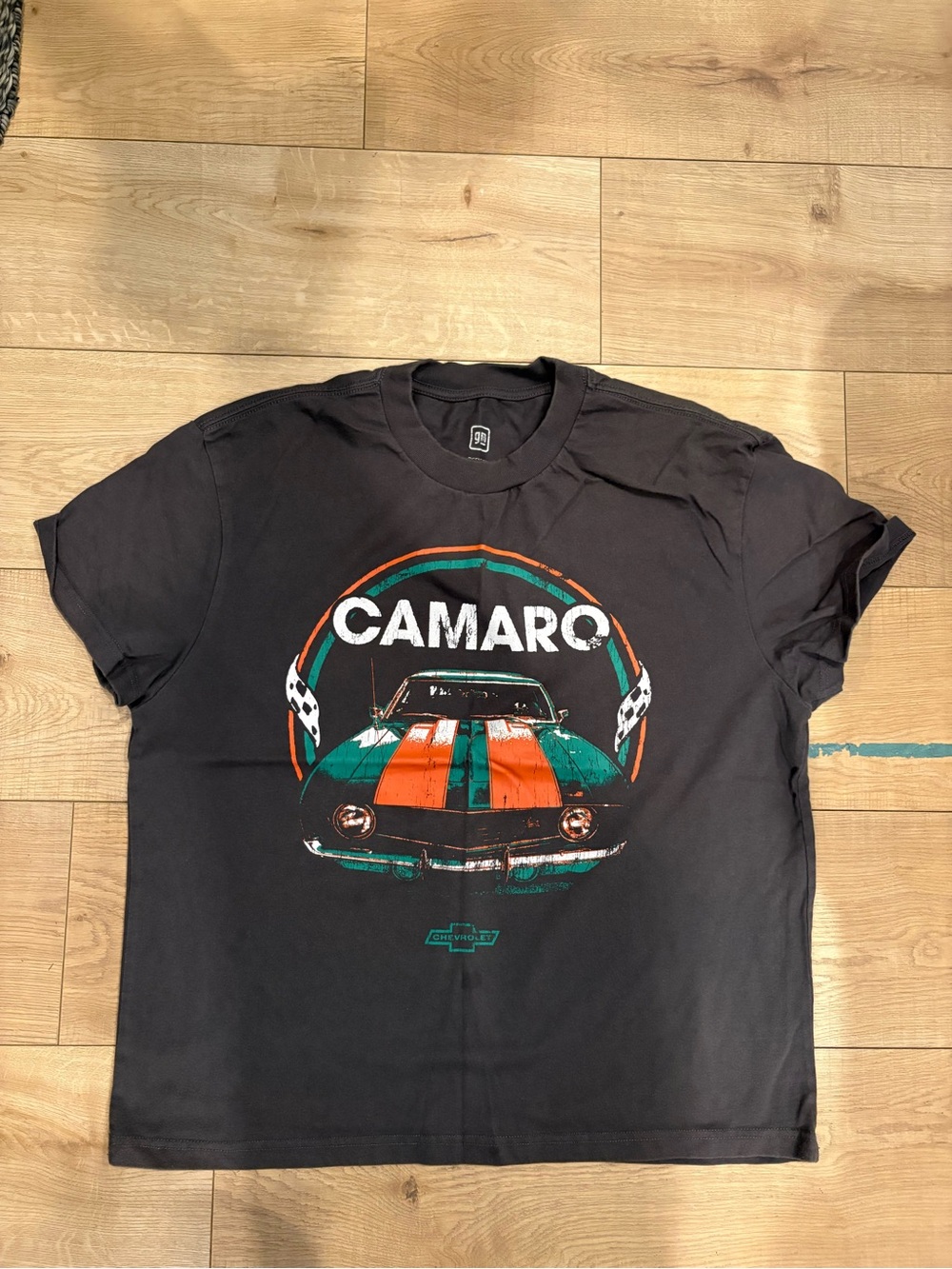 Camaro Graphic Tee - Black with Orange & Teal Accents